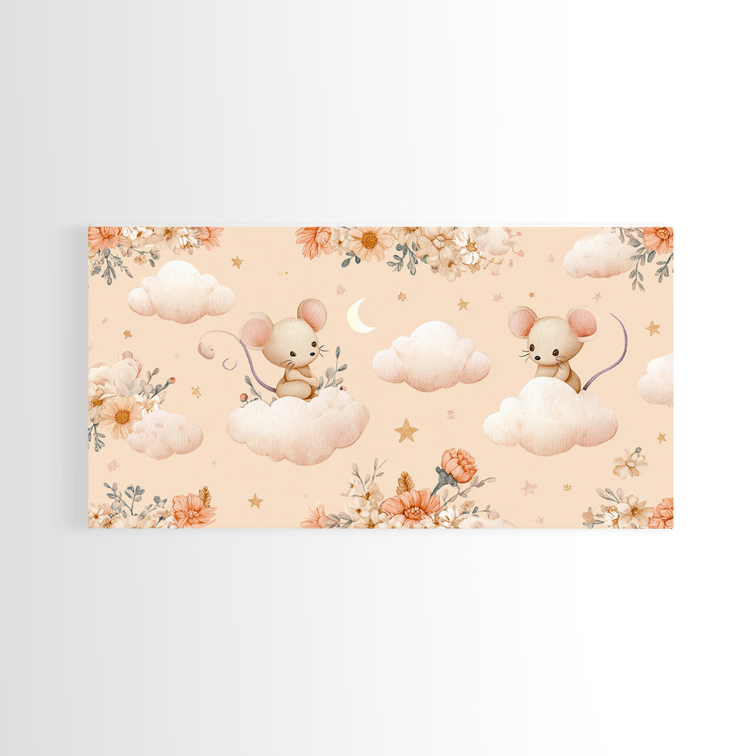 Ballet Mouse in Storybook Style Framed Canvas Print, Nursery Art, Modern Decor, Nursery Decor, Fine Art, Nursery, Art Print, NUR-2x1-16