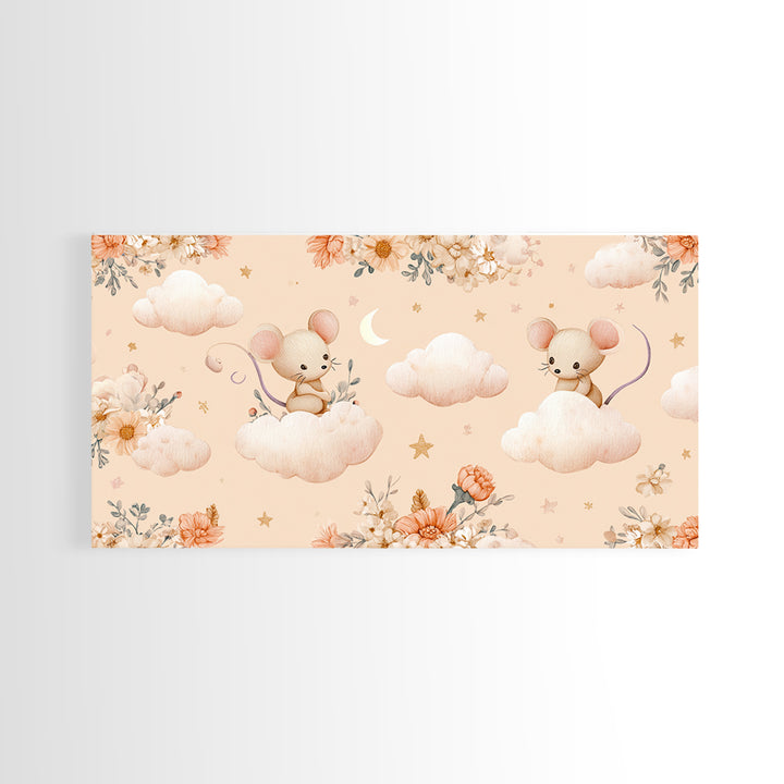Ballet Mouse in Storybook Style Framed Canvas Print, Nursery Art, Modern Decor, Nursery Decor, Fine Art, Nursery, Art Print, NUR-2x1-16