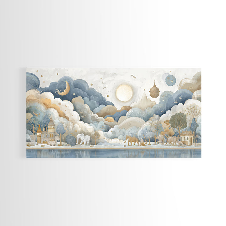 Animal Alphabet Scene Without Readable Letters Framed Canvas Print, Nursery Art, Playroom Decor, Nursery Decor, Nursery, NUR-2x1-55