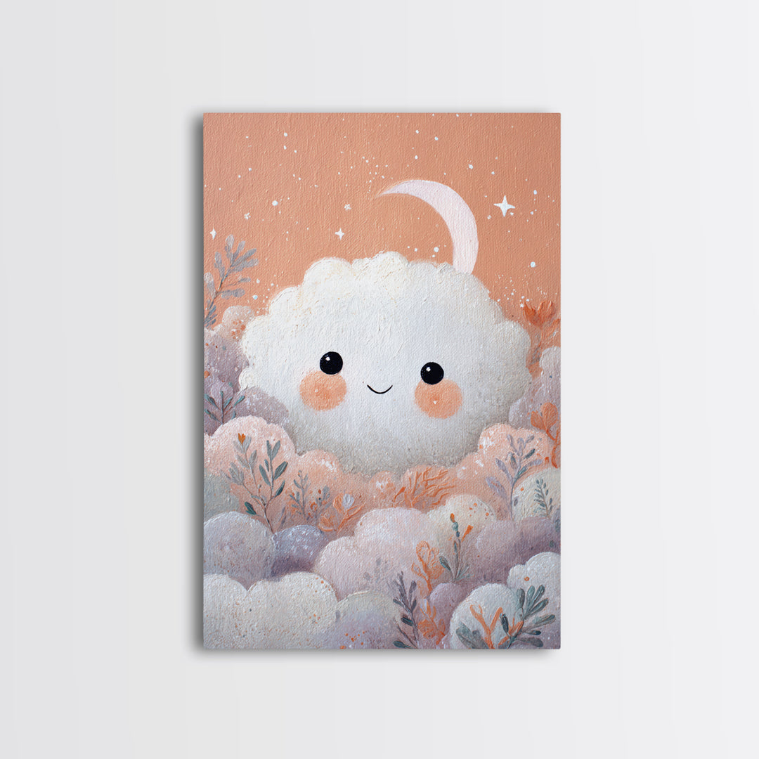 Moon and Stars Canvas Print, Nursery Art, Whimsical Wall Art, Nursery Decor, Abstract Art, Nursery, Minimalist Decor, NUR-2x3-11