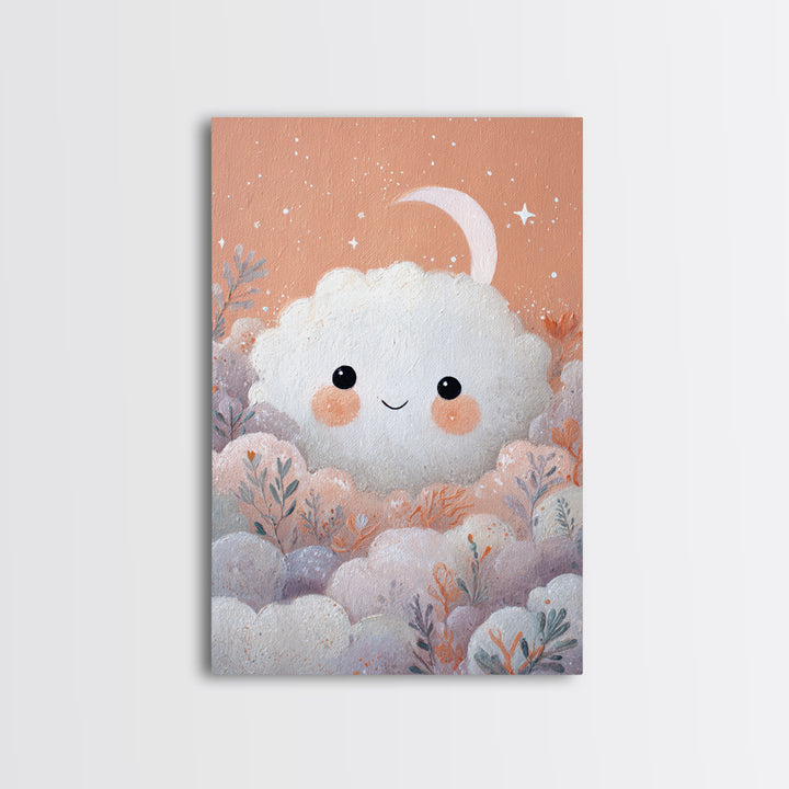 Moon and Stars Canvas Print, Nursery Art, Whimsical Wall Art, Nursery Decor, Abstract Art, Nursery, Minimalist Decor, NUR-2x3-11