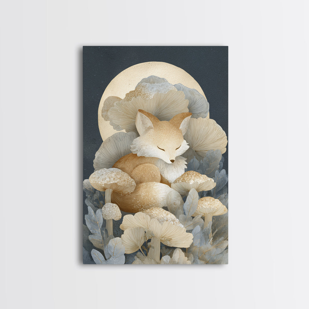 Woodland Fox Tucked Framed Canvas Print, Nursery Art, Minimalist Decor, Nursery Decor, Oil Painting, Nursery, NUR-2x3-12