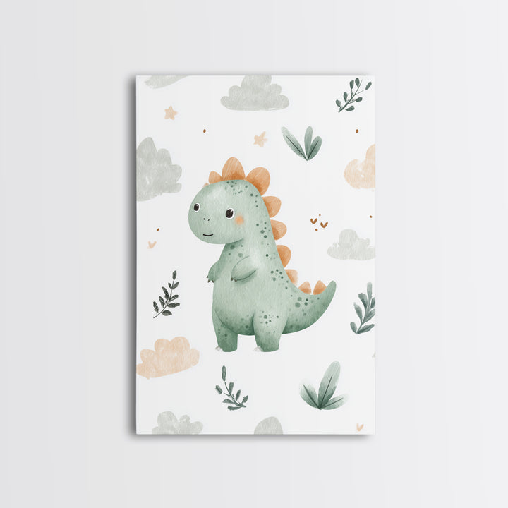Tiny Dinosaur with Friendly Expression Canvas Print, Nursery Art, Luxury Decor, Nursery Decor, Nursery, Nursery Wall Art, NUR-2x3-23
