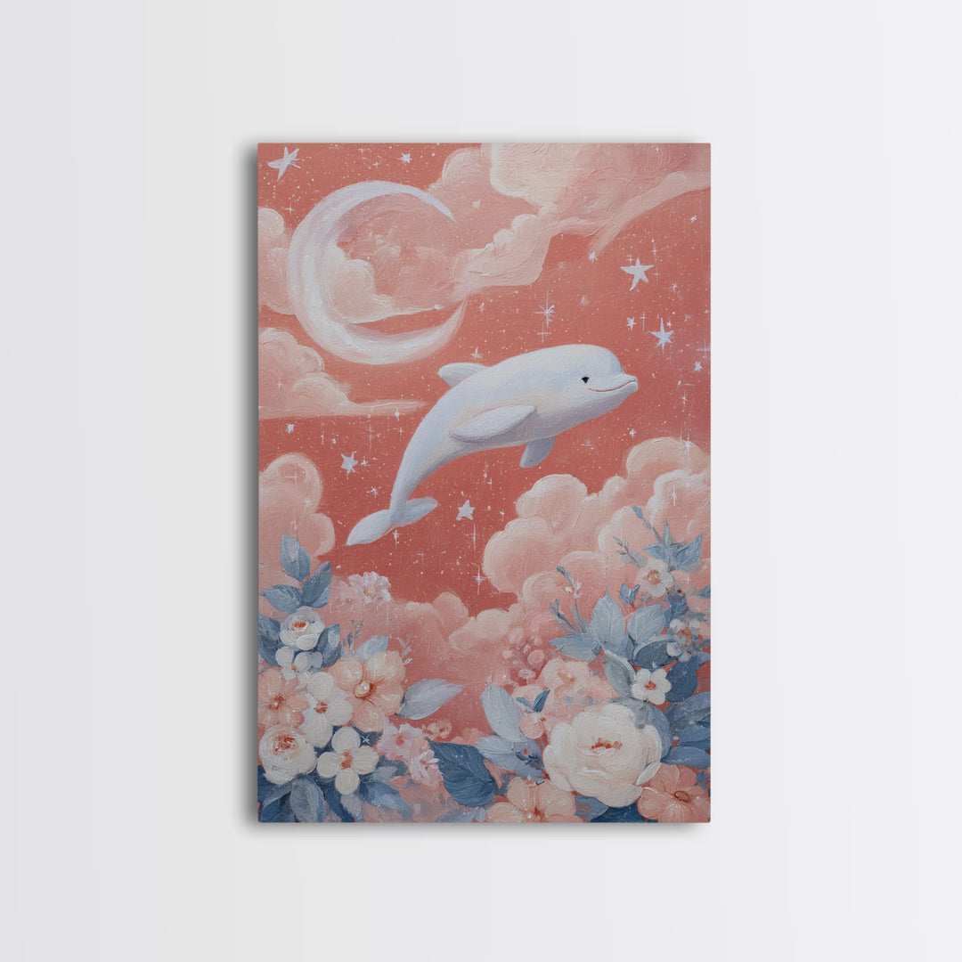 Friendly Ocean Creatures Framed Canvas Print, Nursery Art, Gallery Decor, Nursery Decor, Fine Art, Nursery, Wall Art, NUR-2x3-56
