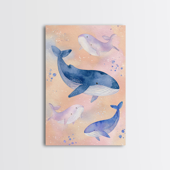 Whale and Tiny Stars Framed Canvas Print, Nursery Art, Room Decor, Nursery Decor, Nursery, Printable Art, Wall Art Print, NUR-2x3-64