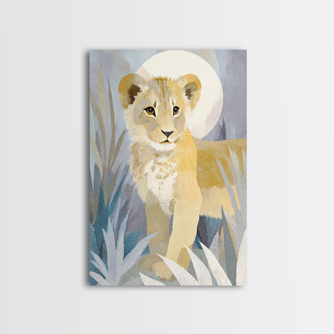Lion Cub with Soft Golden Mane Canvas Print, Nursery Art, Wall Art Print, Nursery Decor, Fine Art, Nursery, Baby Girl Nursery, NUR-2x3-65