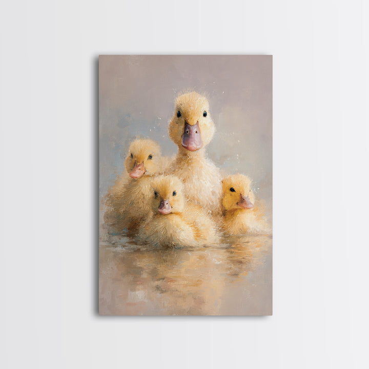Ducklings Following a Mother Duck Canvas Print, Nursery Art, Art Print, Nursery Decor, Fine Art, Nursery 470, Wall Art Set of, NUR-2x3-70