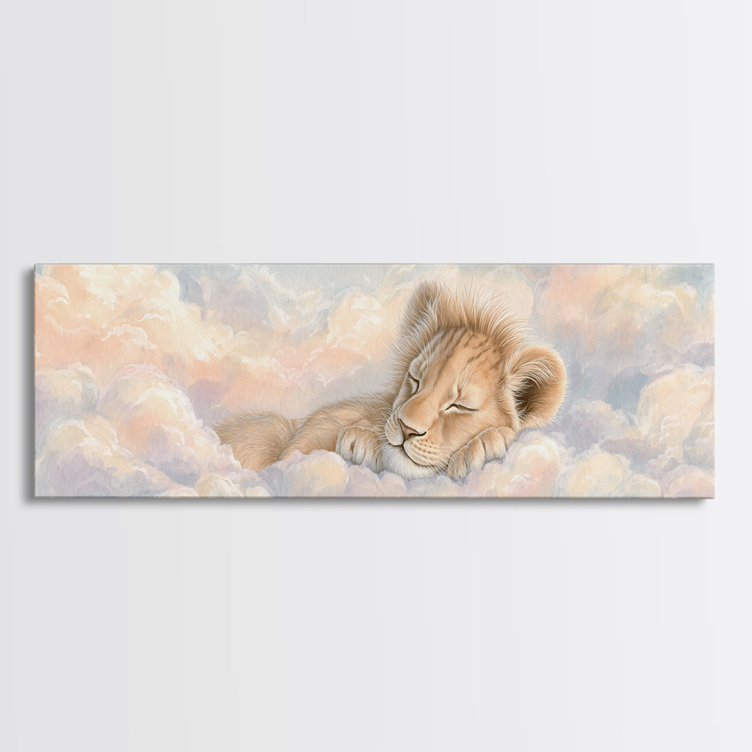 Lion Cub with Soft Golden Mane Canvas Print, Nursery Art, Woodland Nursery, Nursery Decor, Abstract Art, Nursery, Gallery Decor, NUR-3x1-25