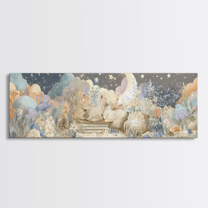 Animal Alphabet Scene Without Readable Letters Framed Canvas Print, Nursery Art, Boho Decor, Nursery Decor, Fine Art, Nursery, NUR-3x1-27