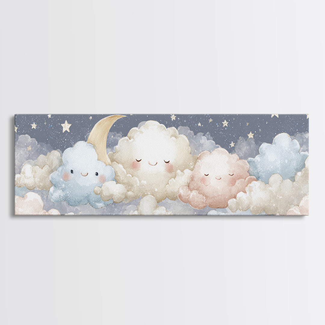 Moon and Stars Canvas Print, Nursery Art, Room Decor, Nursery Decor, Fine Art, Nursery, Printable Art, Wall Art Print, NUR-3x1-91