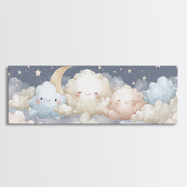 Moon and Stars Canvas Print, Nursery Art, Room Decor, Nursery Decor, Fine Art, Nursery, Printable Art, Wall Art Print, NUR-3x1-91
