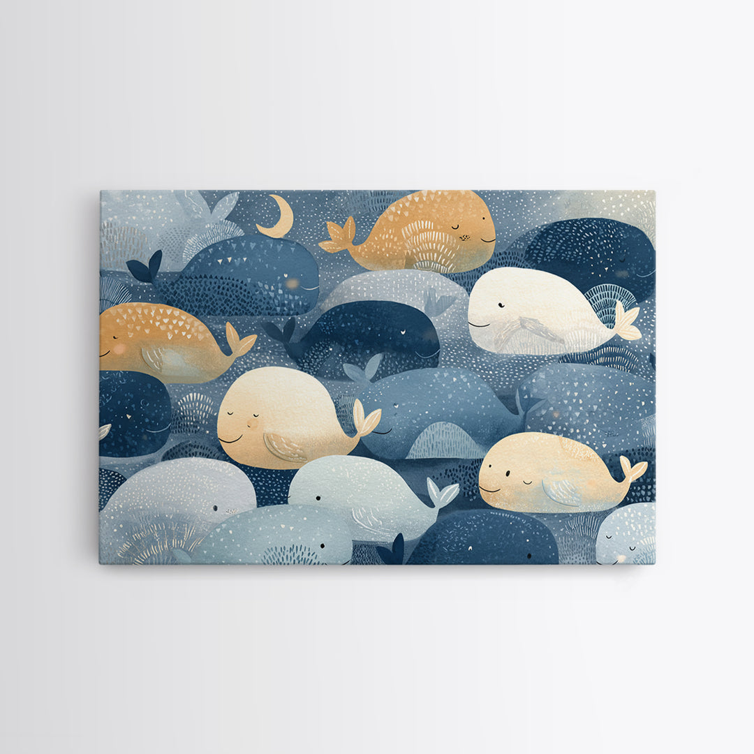 Whale and Tiny Stars Canvas Print, Nursery Art, Nursery Prints, Nursery Decor, Nursery, Kids Wall Decor, Kids Room Wall Art, NUR-3x2-12