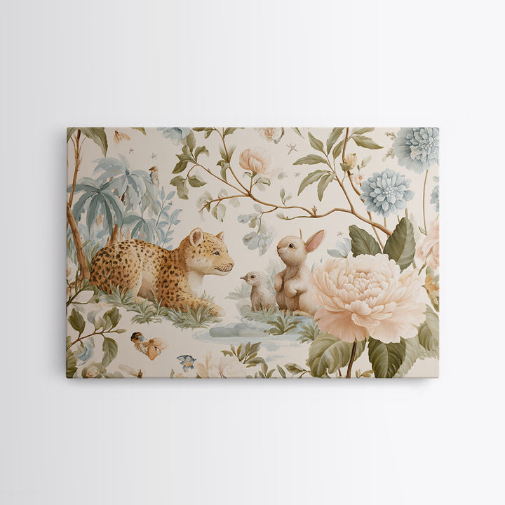 Pastel Jungle Animals Canvas Print, Nursery Art, Nursery, Nursery Decor, Oil Painting, Nursery, Playroom Wall Decor, NUR-3x2-22