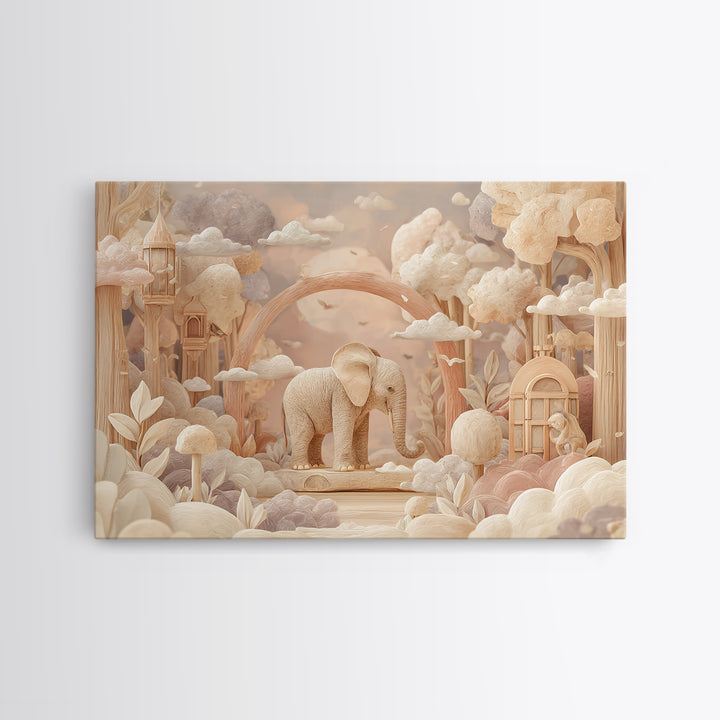 Animal Alphabet Scene Without Readable Letters Framed Canvas Print, Nursery Art, Gallery Decor, Nursery Decor, Nursery, NUR-3x2-39