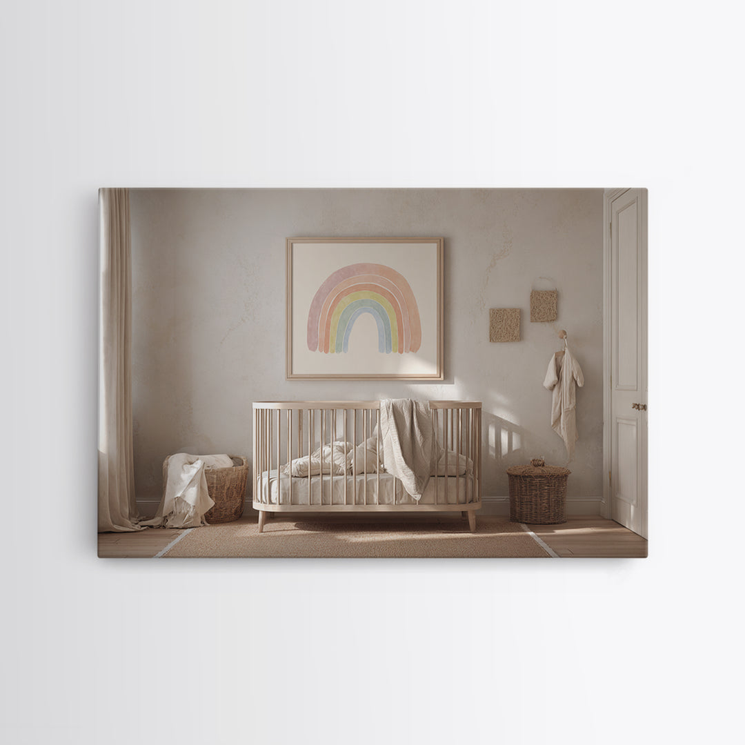 Rainbow Arch with Muted Nursery Colors Canvas Print, Nursery Art, Wall Art, Nursery Decor, Fine Art, Nursery, Nursery Prints, NUR-3x2-83