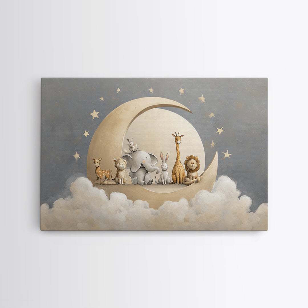 Animal Alphabet Scene Without Readable Letters Framed Canvas Print, Nursery Art, Modern Decor, Nursery Decor, Fine Art, Nursery, NUR-3x2-87