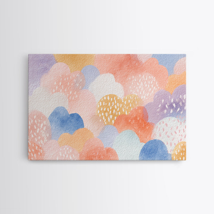 Clouds and Raindrops Canvas Print, Nursery Art, Playroom Wall Decor, Nursery Decor, Nursery, Modern Decor, Fine Art Print, NUR-3x2-98