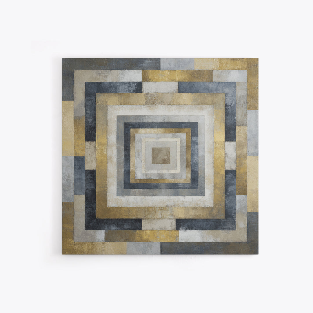 Geometric Labyrinth Pattern Canvas Print, Office Art, Wall Prints, Office Decor, Abstract Art, Focus, Cubicle Decor, OFF-1x1-18