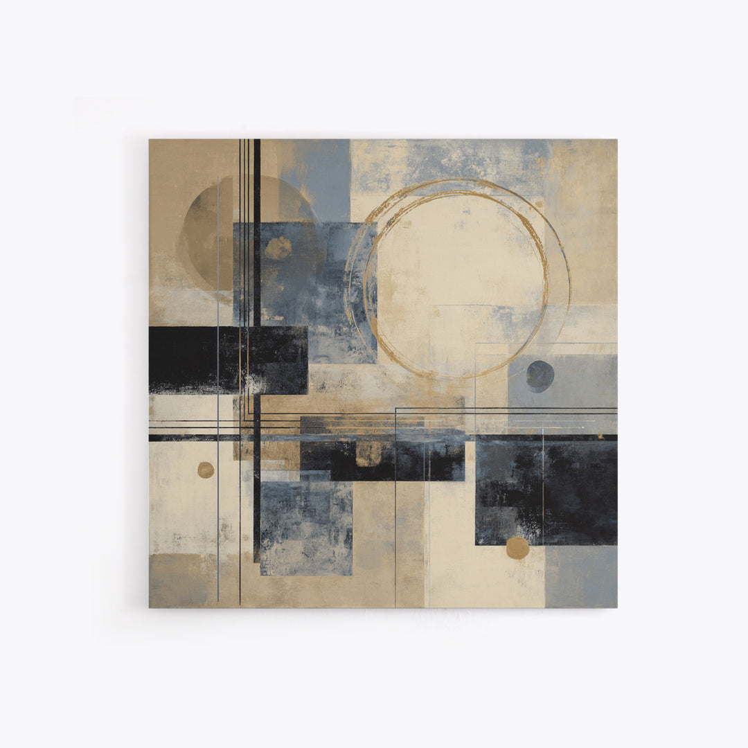 Gold Circle and Line Composition for Clarity Framed Canvas Print, Office Art, Gallery Decor, Office Decor, Fine Art, Focus, OFF-1x1-32
