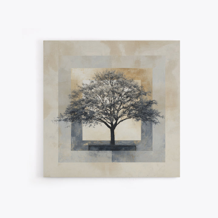 Ink Wash Tree Symbolizing Stability Framed Canvas Print, Office Art, Bedroom Wall Art, Office Decor, Fine Art, Focus, OFF-1x1-38