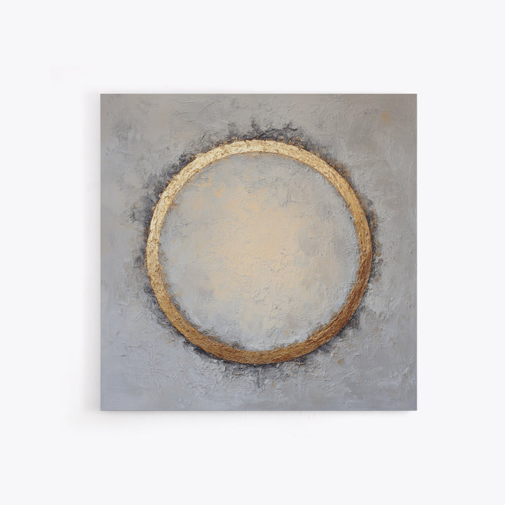 Gold Circle and Line Composition for Clarity Framed Canvas Print, Office Art, Office Decor, Abstract Art, Focus, OFF-1x1-56