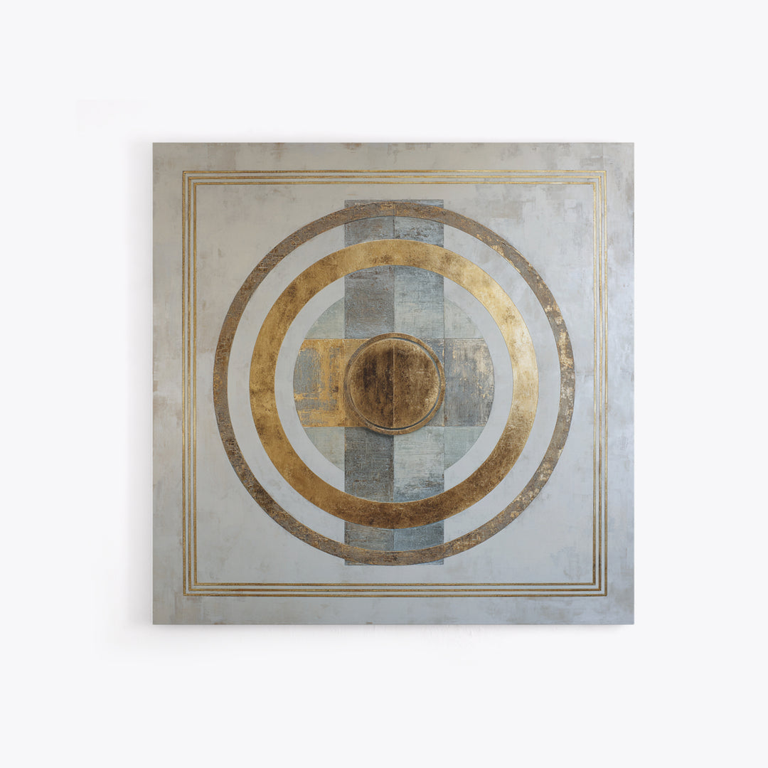 Gold Circle and Line Composition for Clarity Framed Canvas Print, Office Art, Printable Wall Art, Office Decor, Fine Art, Focus, OFF-1x1-8
