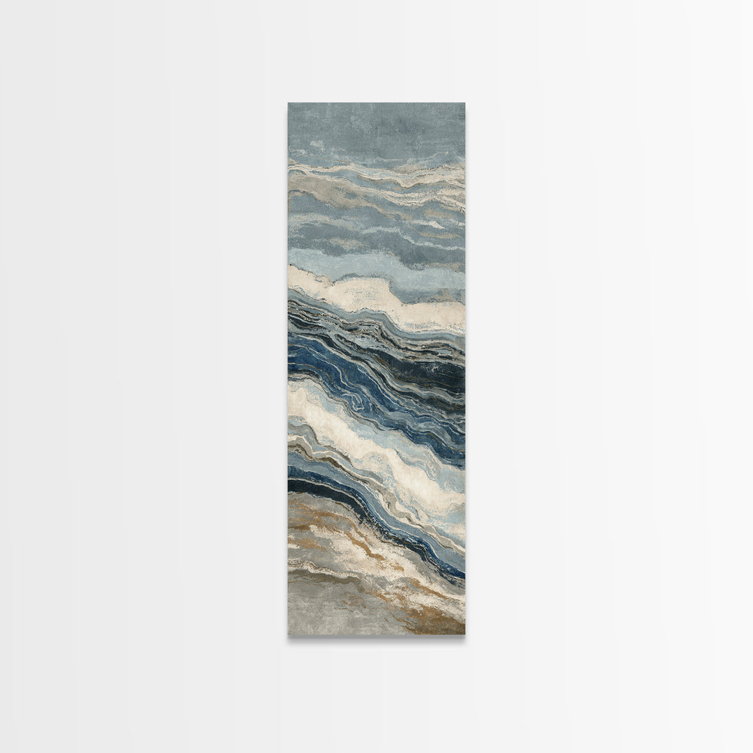 Blue Abstract Wave Pattern for Focus Framed Canvas Print, Office Art, Modern Decor, Office Decor, Abstract Art, Focus, OFF-1x3-29