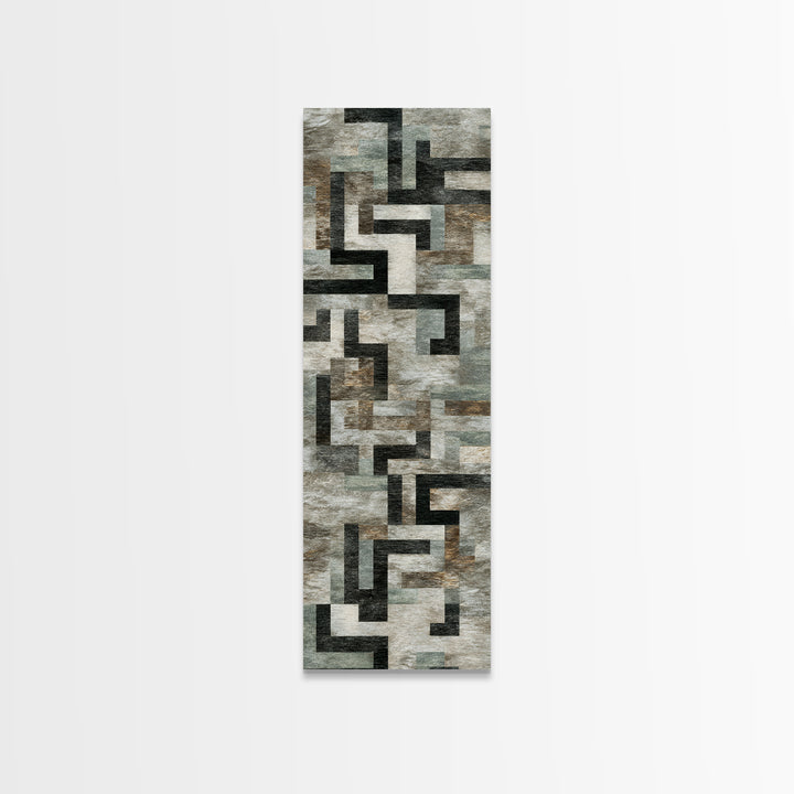 Geometric Labyrinth Pattern Framed Canvas Print, Office Art, Office Wall Art, Office Decor, Abstract Art, Focus, OFF-1x3-54