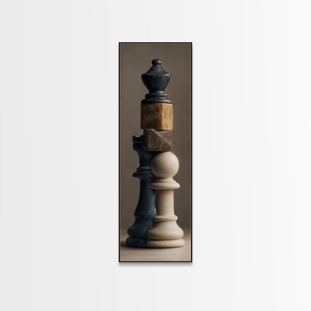 Minimal Chess Piece Still Life Canvas Print, Office Art, Digital Art, Office Decor, Fine Art, Focus, Ai Art, Digital Print, OFF-1x3-73