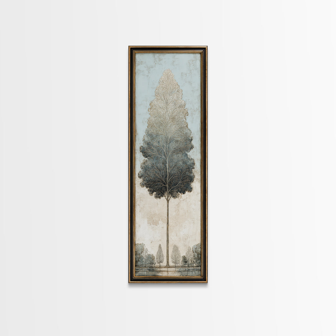 Ink Wash Tree Symbolizing Stability Framed Canvas Print, Office Art, Cubicle Decor, Office Decor, Fine Art, Focus, OFF-1x3-74