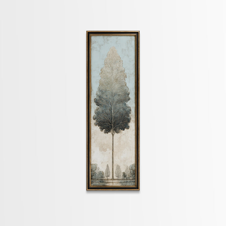 Ink Wash Tree Symbolizing Stability Framed Canvas Print, Office Art, Cubicle Decor, Office Decor, Fine Art, Focus, OFF-1x3-74