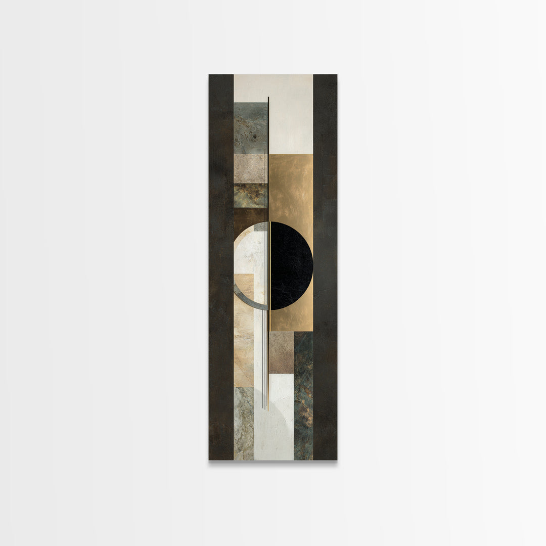 Gold Circle and Line Composition for Clarity Framed Canvas Print, Office Art, Wall Prints, Office Decor, Abstract Art, Focus, OFF-1x3-92