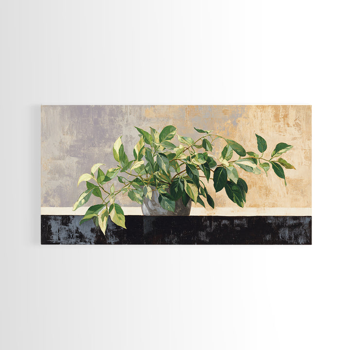 Desk Plant Botanical Closeup Framed Canvas Print, Office Art, Art Print, Office Decor, Watercolor Art, Focus, Printable, OFF-2x1-12