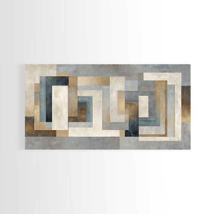 Geometric Labyrinth Pattern Framed Canvas Print, Office Art, Fine Art Print, Office Decor, Abstract Art, Focus, Poster, OFF-2x1-14