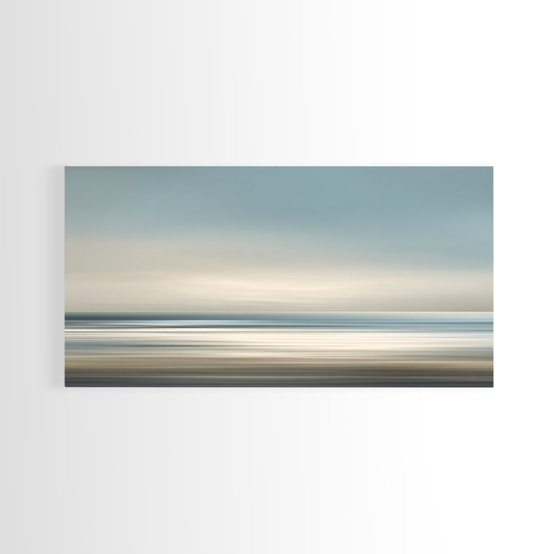 Calm Ocean Horizon for Stress Relief Framed Canvas Print, Office Art, Art Deco, Office Decor, Fine Art, Focus, Bedroom Wall Art, OFF-2x1-55