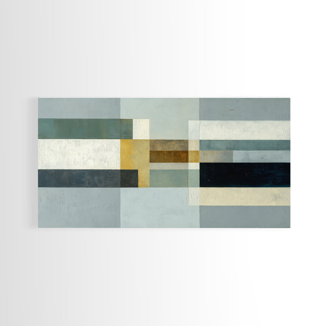 Modern Color Blocks Framed Canvas Print, Office Art, Digital Art, Office Decor, Fine Art, Focus, Ai Art, Digital Print, OFF-2x1-56