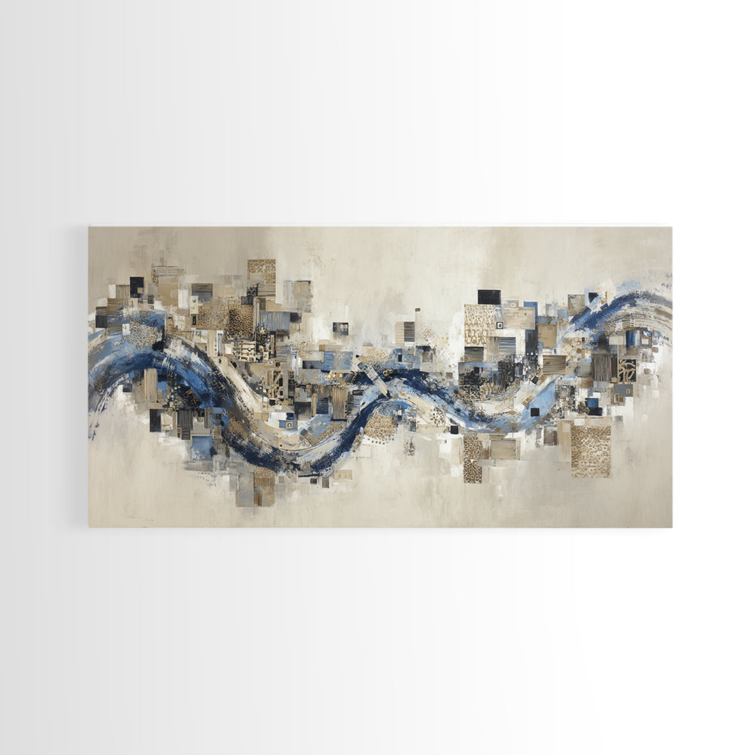 Blue Abstract Wave Pattern for Focus Canvas Print, Office Art, Decor, Office Decor, Abstract Art, Focus, Wall Prints, OFF-2x1-61