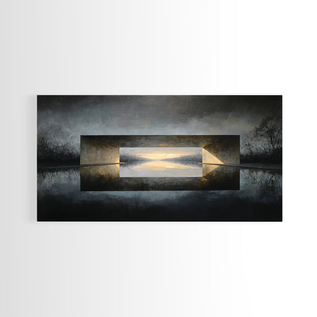 Monochrome Bridge Structure Canvas Print, Office Art, Contemporary Art, Office Decor, Abstract Art, Focus, Large Wall Art, OFF-2x1-78