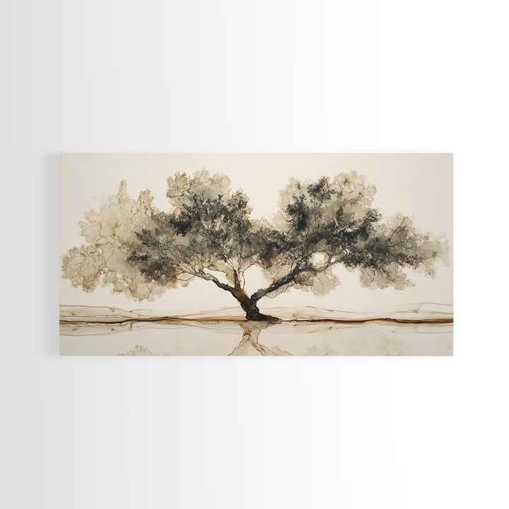 Ink Wash Tree Symbolizing Stability Canvas Print, Office Art, Wall Art, Office Decor, Fine Art, Focus, Boho, Art Deco, OFF-2x1-82