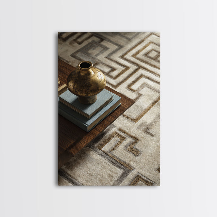 Geometric Labyrinth Pattern Framed Canvas Print, Office Art, Boho Decor, Office Decor, Focus, Digital Art, Pet Portrait, OFF-2x3-2