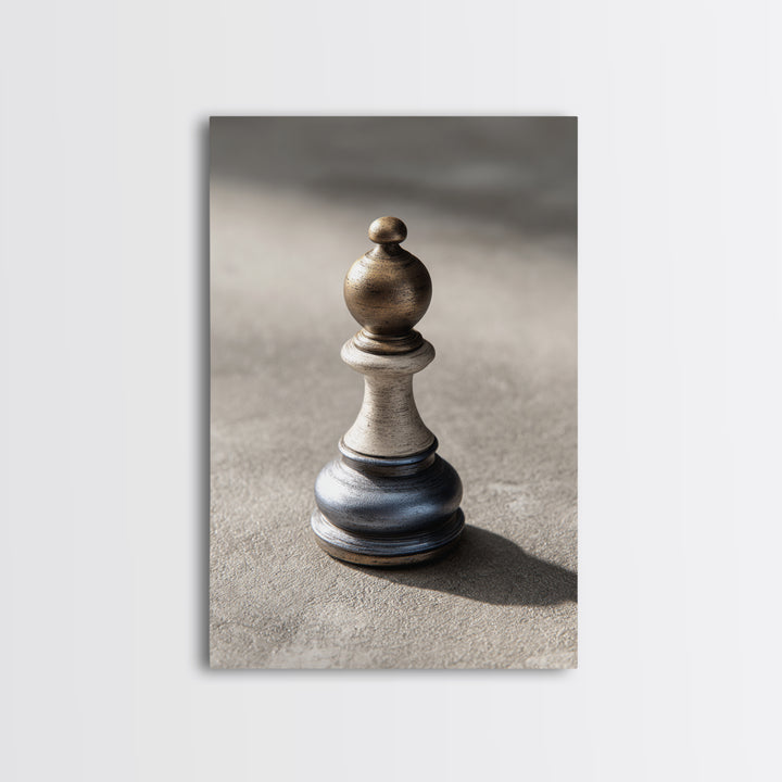 Minimal Chess Piece Still Life Framed Canvas Print, Office Art, Contemporary Art, Office Decor, Oil Painting, Focus, OFF-2x3-21
