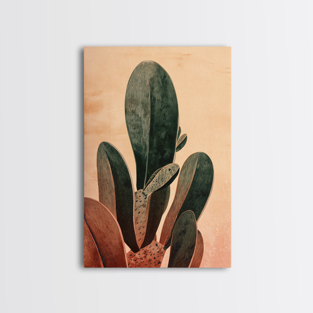 Desk Plant Botanical Closeup Framed Canvas Print, Office Art, Office Wall Art, Office Decor, Watercolor Art, Focus, OFF-2x3-24