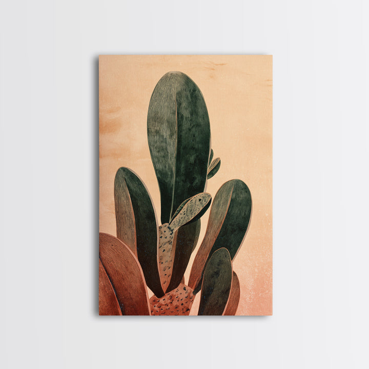 Desk Plant Botanical Closeup Framed Canvas Print, Office Art, Office Wall Art, Office Decor, Watercolor Art, Focus, OFF-2x3-24