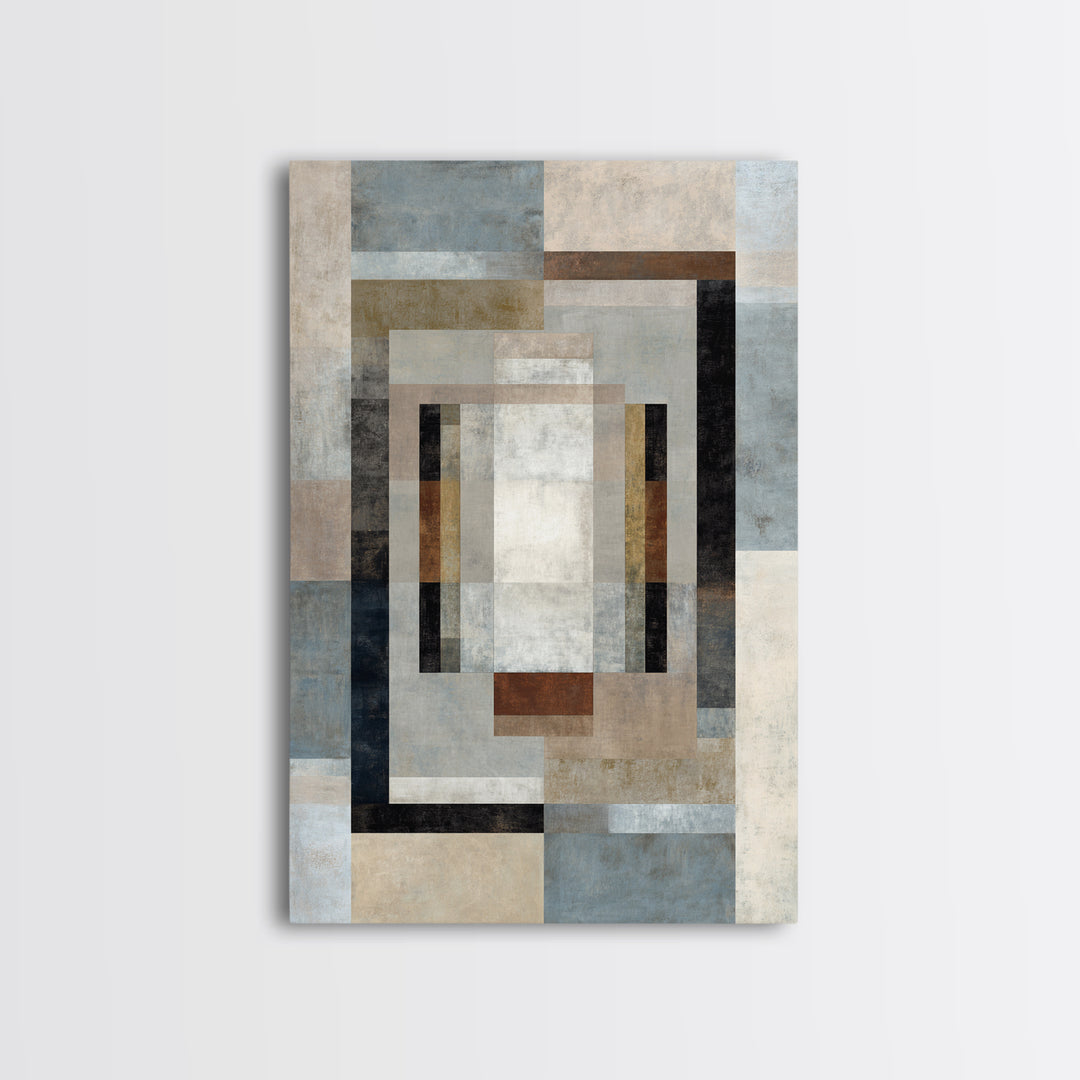 Geometric Labyrinth Pattern Framed Canvas Print, Office Art, Boho Decor, Office Decor, Focus, Digital Art, Pet Portrait, OFF-2x3-26