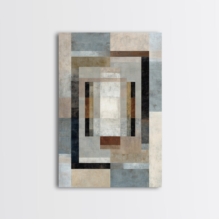 Geometric Labyrinth Pattern Framed Canvas Print, Office Art, Boho Decor, Office Decor, Focus, Digital Art, Pet Portrait, OFF-2x3-26