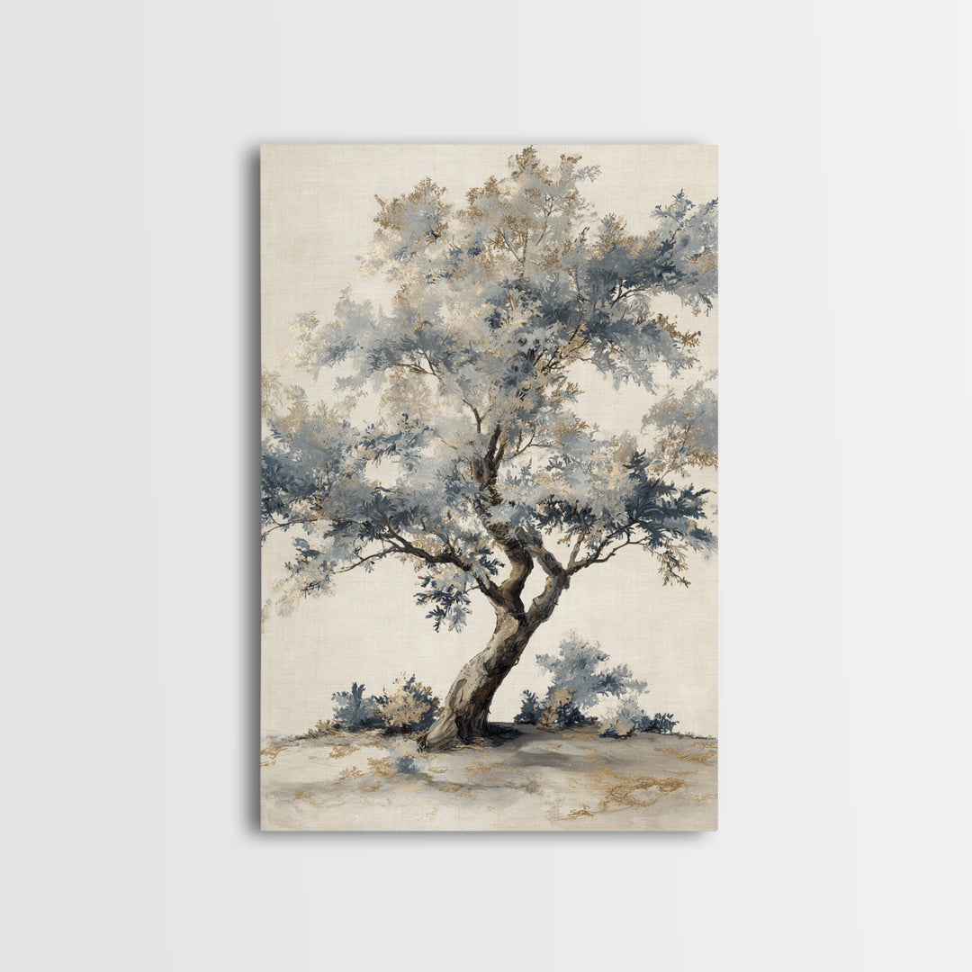 Ink Wash Tree Symbolizing Stability Framed Canvas Print, Office Art, Textured Painting, Office Decor, Fine Art, Focus, OFF-2x3-46