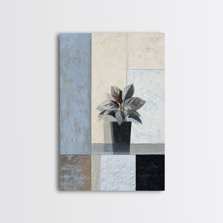 Desk Plant Botanical Closeup Framed Canvas Print, Office Art, Boho Decor, Office Decor, Fine Art, Focus, Digital Art, OFF-2x3-48
