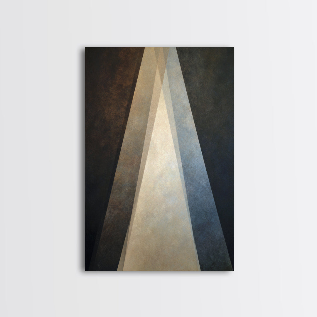 Abstract Light Beam Through Dark Shapes Framed Canvas Print, Office Art, Textured Painting, Office Decor, Fine Art, Focus, OFF-2x3-55