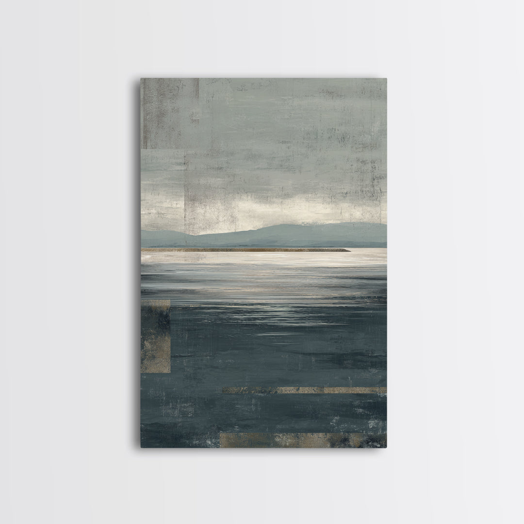 Calm Ocean Horizon for Stress Relief Canvas Print, Office Art, Digital Art, Office Decor, Fine Art, Focus, Ai Art, OFF-2x3-67