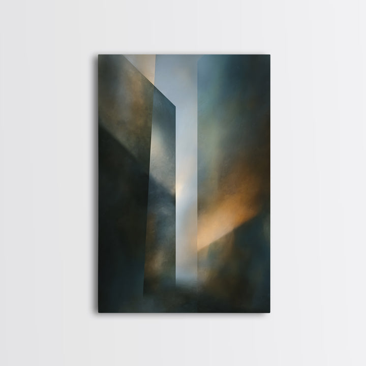 Abstract Light Beam Through Dark Shapes Canvas Print, Office Art, Dopamine Decor, Office Decor, Abstract Art, Focus, Boho Decor, OFF-2x3-7